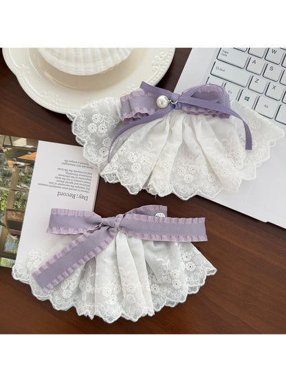 Beau - Layered Lace Bow Accent Hair Clip