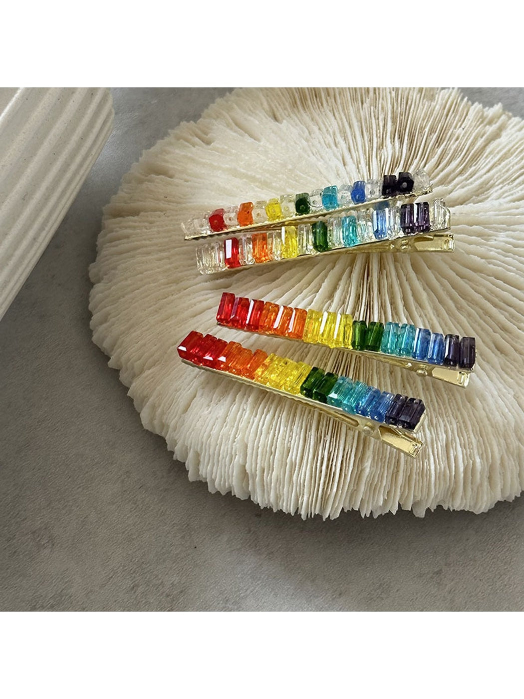 Beau - Rhinestone Look Rainbow Duckbill Side Hair Clip