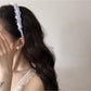 Gifty - Purple Floral Ruffle Trim Fabric Scrunchie