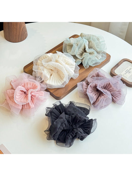 Gifty - Sheer Mesh Scrunchie Elegant Ruffle Hair Tie