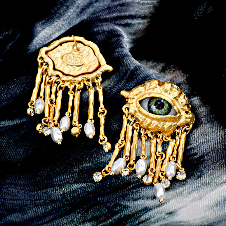 Vintage Evil Eye Earrings with Tassel