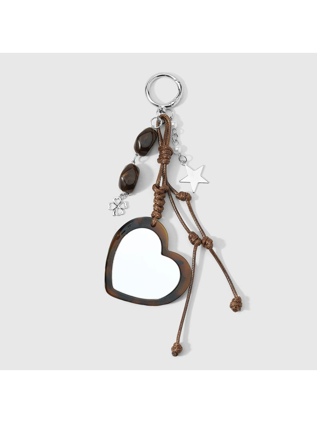 Keypus - Retro Beaded Cord Star Mirror Bag Charm Keychain