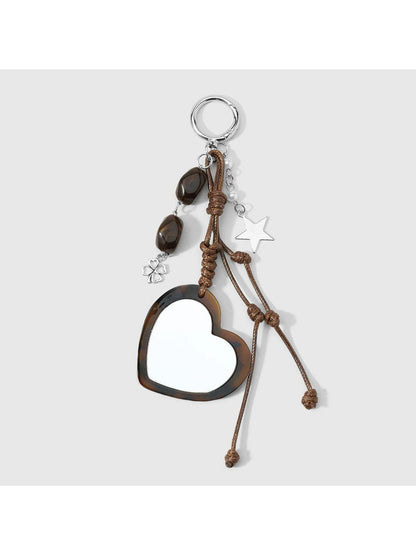 Keypus - Retro Beaded Cord Star Mirror Bag Charm Keychain