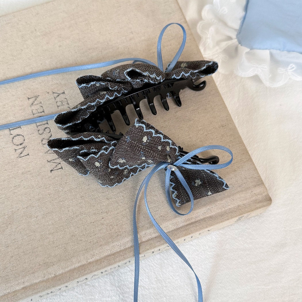 Beau - Layered Bow Ribbon Accent Hair Styling Banana Clip