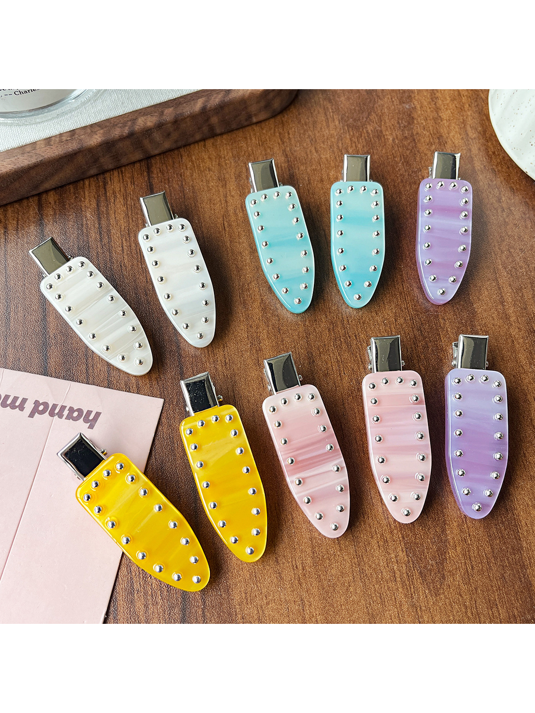 Beau - Geometric Ring Detail Acetate Duckbill Hair Clip