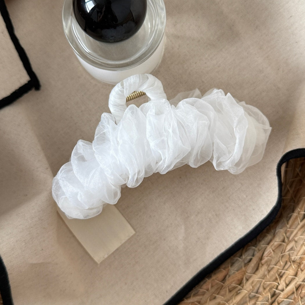 Beau - Ruched Mesh Rectangular Hair Claw Clip
