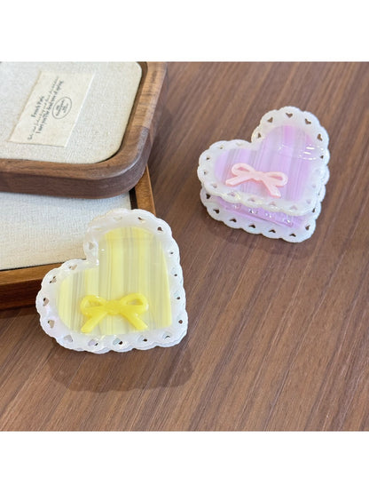 Beau - Acetic Acid Bowknot Heart-shaped Hairpin