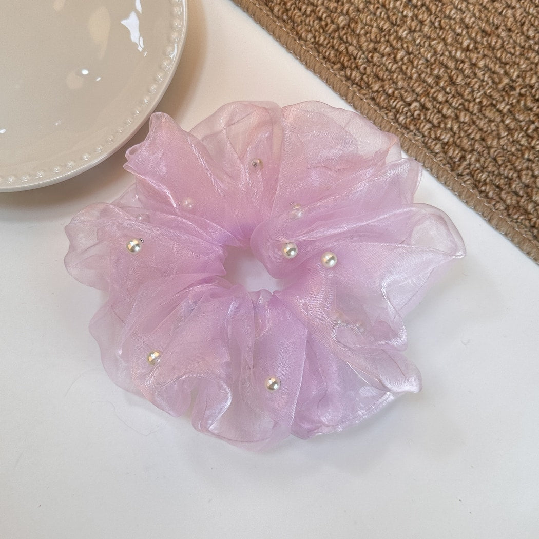 Gifty - Sweet Sheer Beaded Ruffle Scrunchie