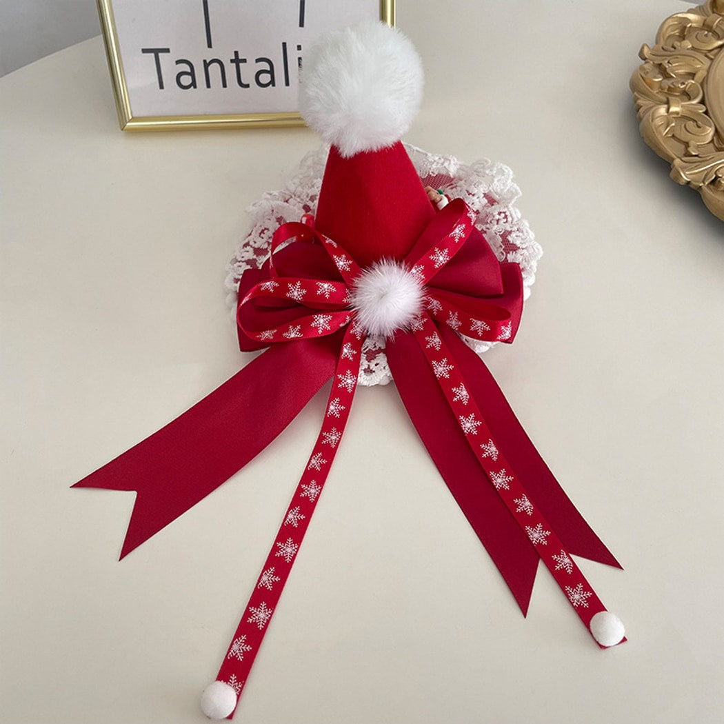 Beau - Christmas Snowflake Pattern Bow Lace Hair Clip