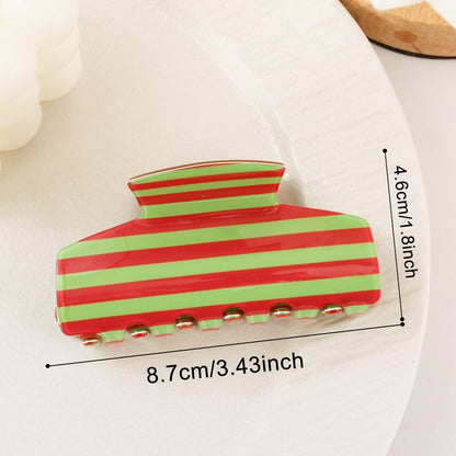 Beau - Striped Geometric Pattern Claw Clip