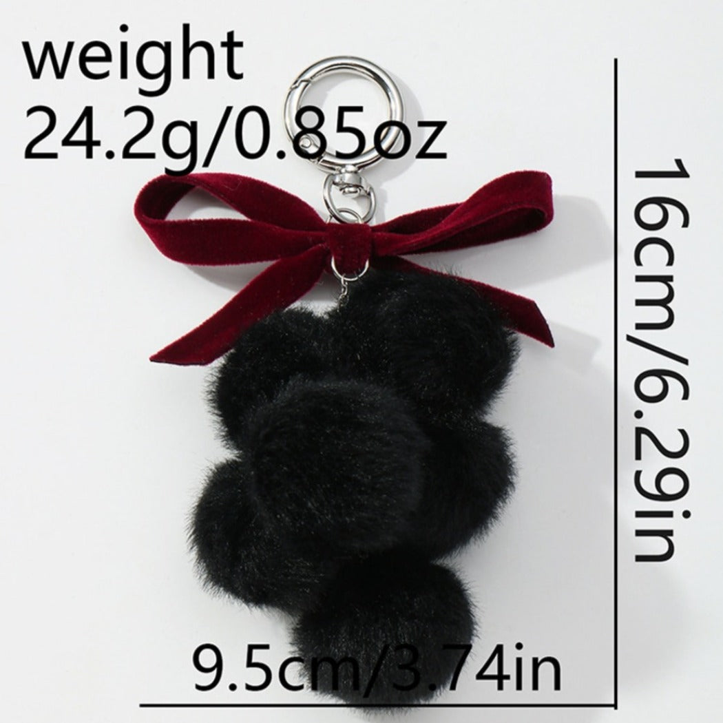 Keypus - Cute Bow Pom Pom Detail Keychain