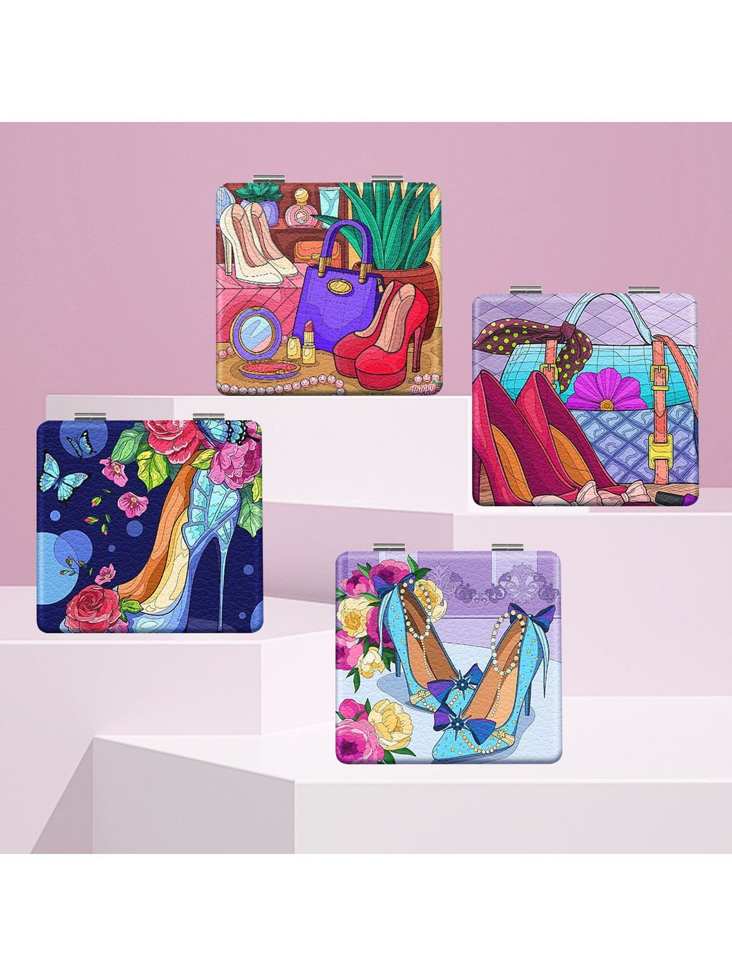 Mirroray - Cartoon Style High Heel Printed Foldable Mirror