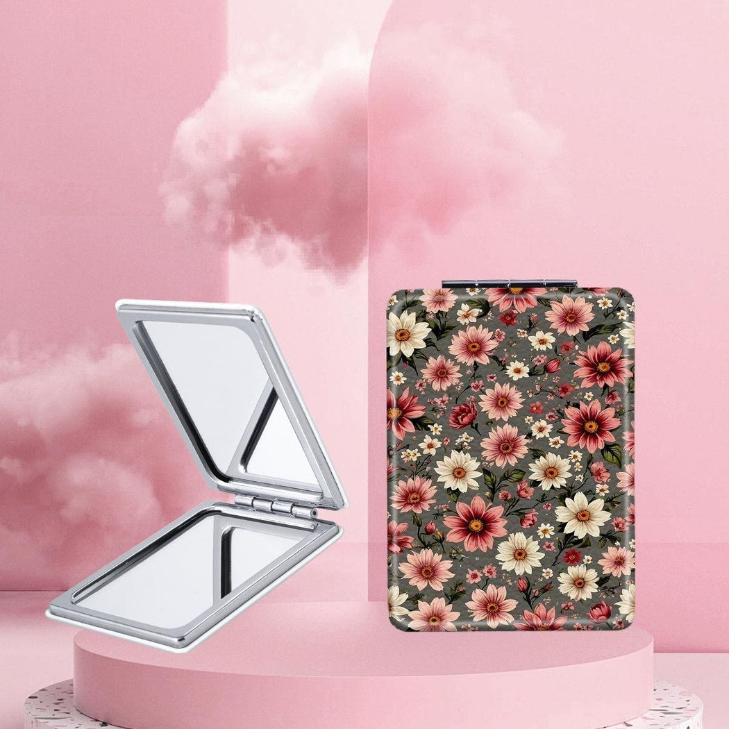 Mirroray - Floral Pattern Folding Handheld Makeup Mirror