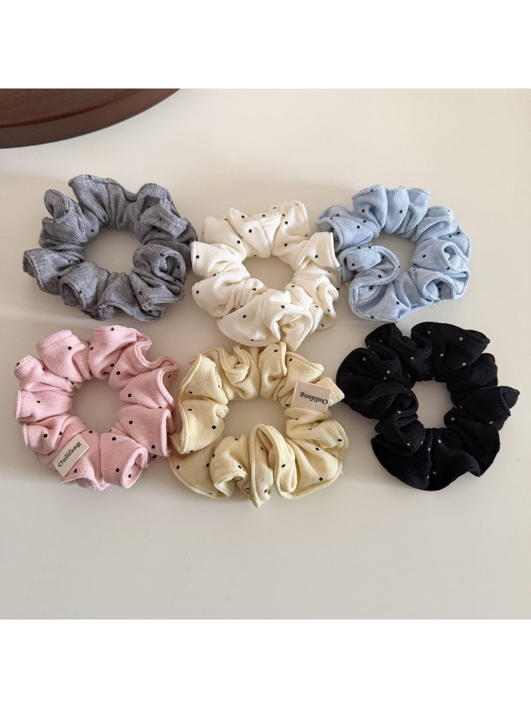 Gifty - Polka Dot Ruffled High Elastic Fabric Scrunchie
