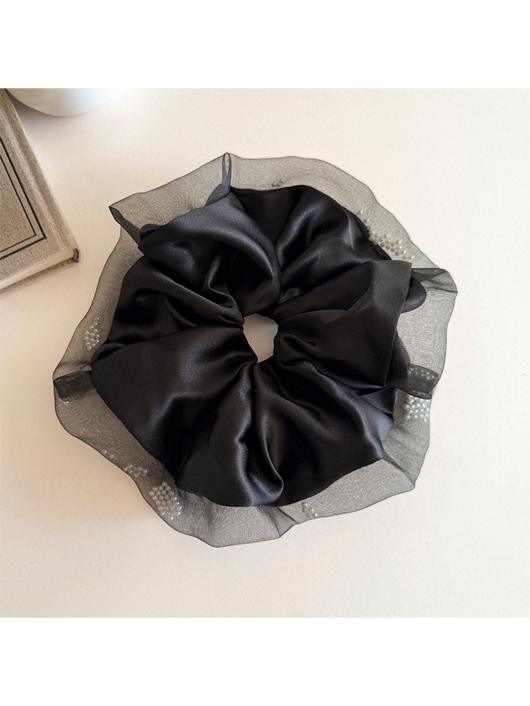 Gifty - Polyester Satin Finish Mesh Detail Scrunchie
