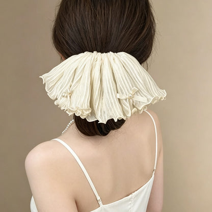 Gifty - Pleated Ruffle Bow Detail Polyester Scrunchie