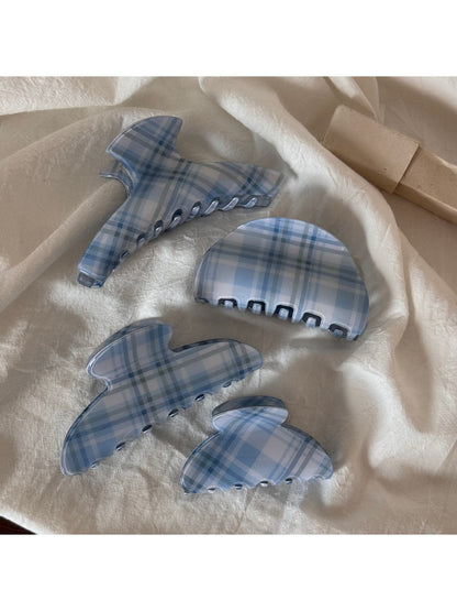 Beau - Plaid Acrylic Semi Circle Hair Claw Clip