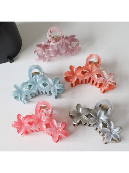 Beau - Transparent Floral Plastic Claw Hair Clip