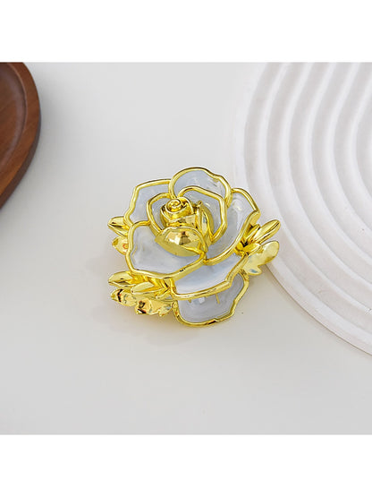 Beau - Sweet Floral Rose Gold Trim Hair Claw Clip
