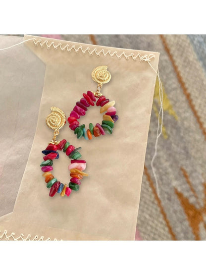 Earedge - Elegant Rainbow Dangle Earrings