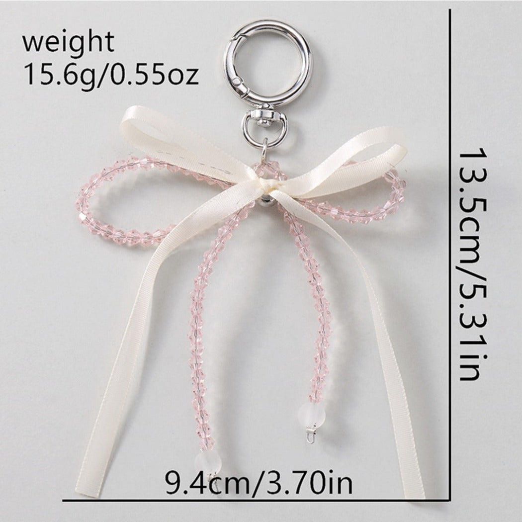 Keypus - Y2K Lace Bow Beaded Heart Keychain