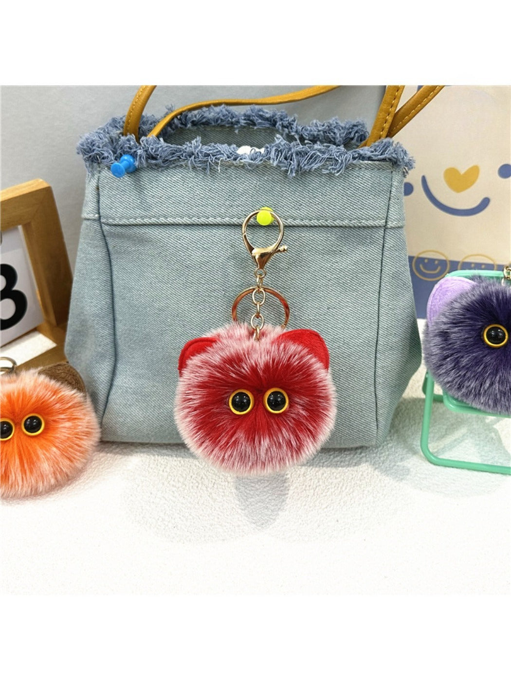 Keypus - Cat Pompom Bag Charm Keychain