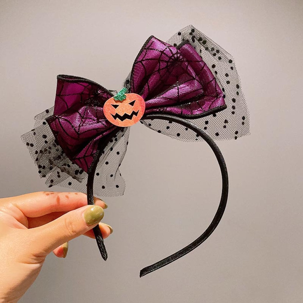 Gifty - Halloween Pumpkin Bow Hat Shaped Headband