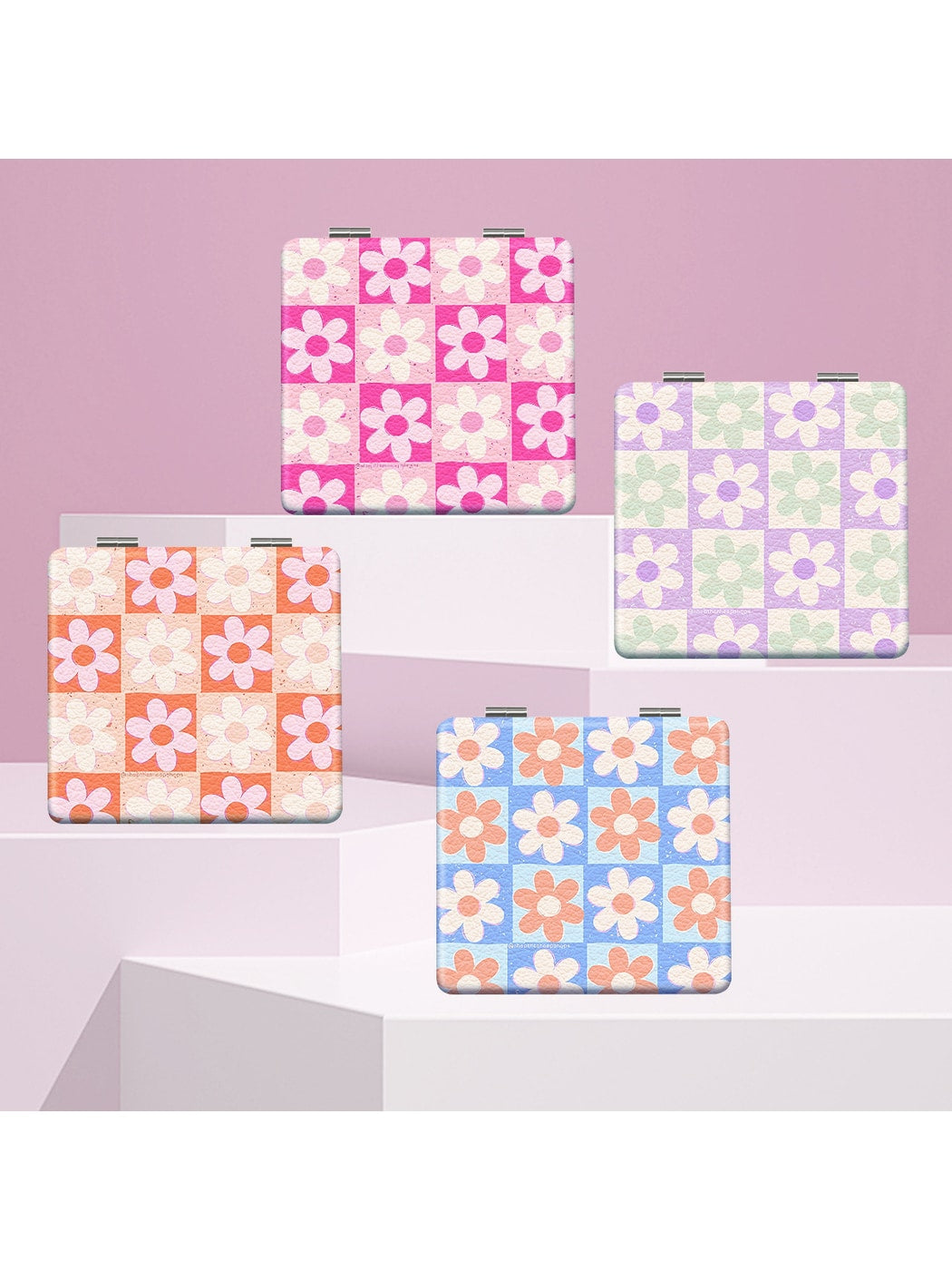 Mirroray - Floral Print Folding Glass Makeup Mirror