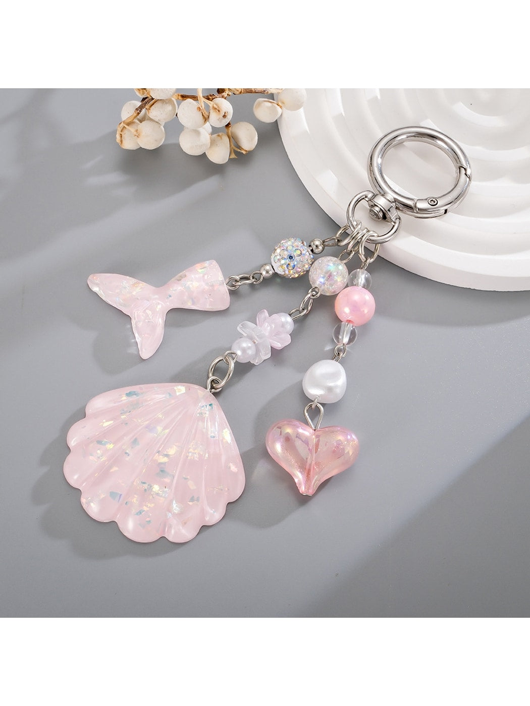 Keypus - Decorative Shell and Fish Tail Purse Charm Keychain