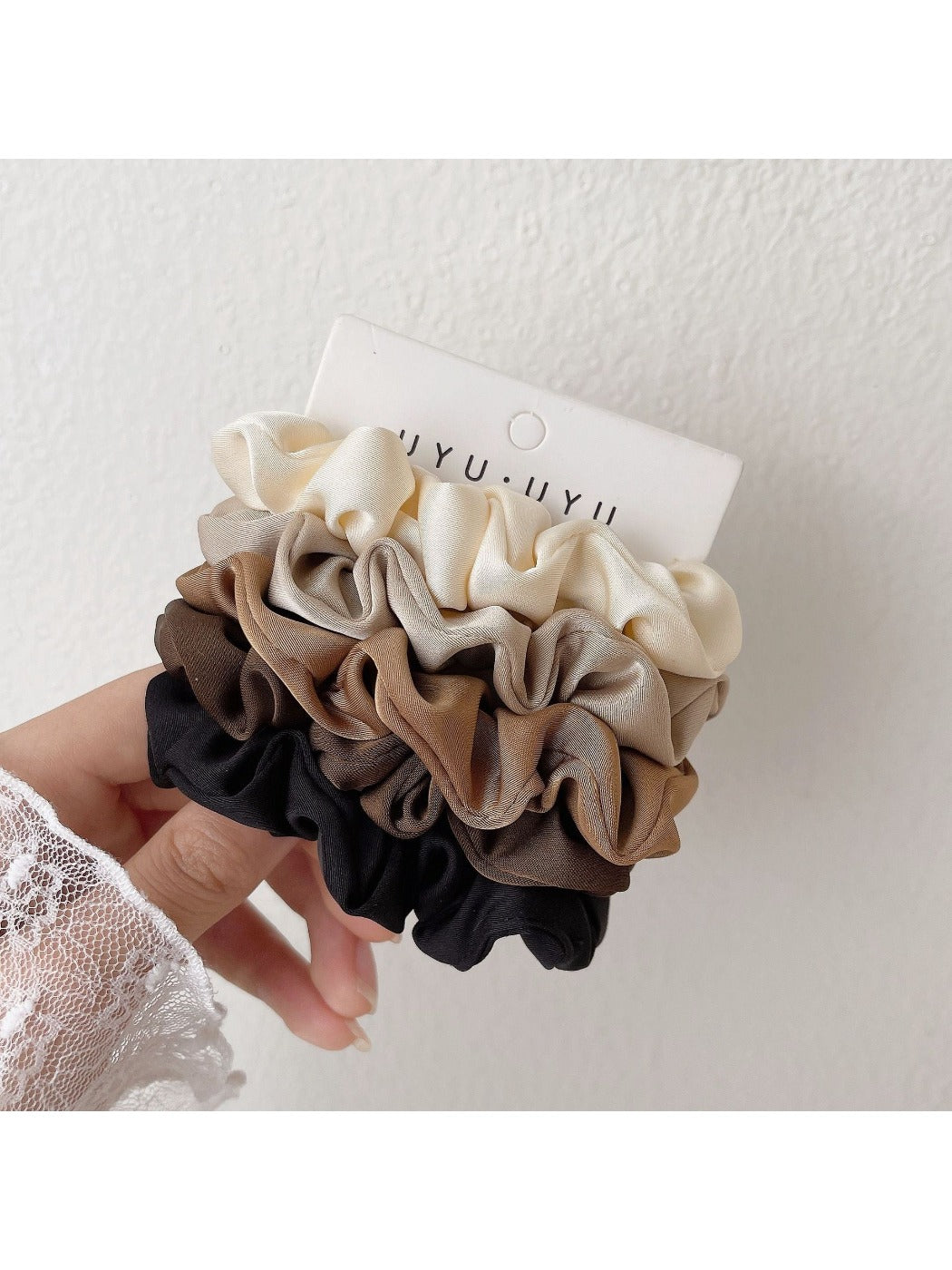 Gifty - 5PCS Colorful Satin Hair Scrunchies Set