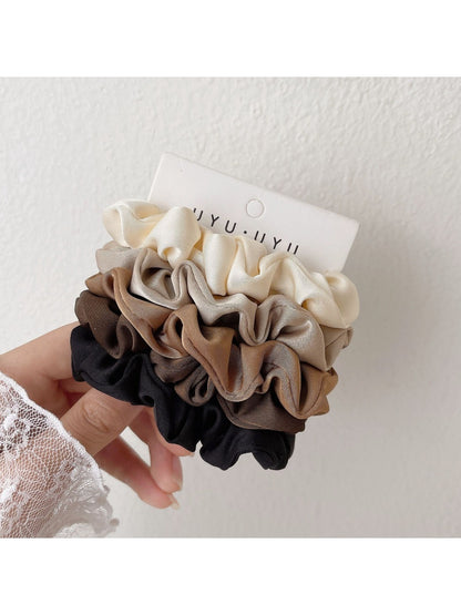 Gifty - 5PCS Colorful Satin Hair Scrunchies Set