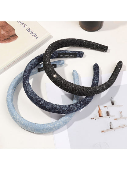Gifty - Rhinestone Detail Denim Look Fabric Headband