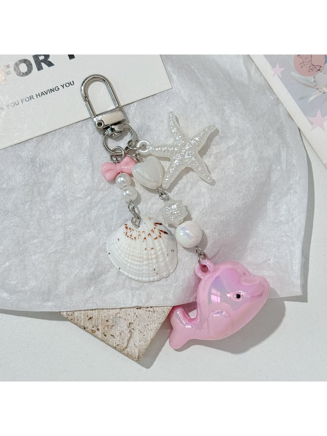 Keypus - Beaded Ocean Whale Accent Bag Charm Keychain