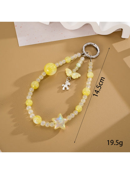 Keypus - Sweet Acrylic Bead Alloy Pendant Phone Charm