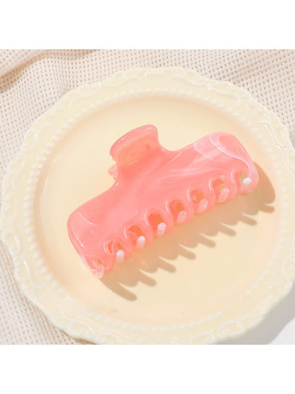 Beau - Marbled Plastic Flat Profile Hair Claw Clip