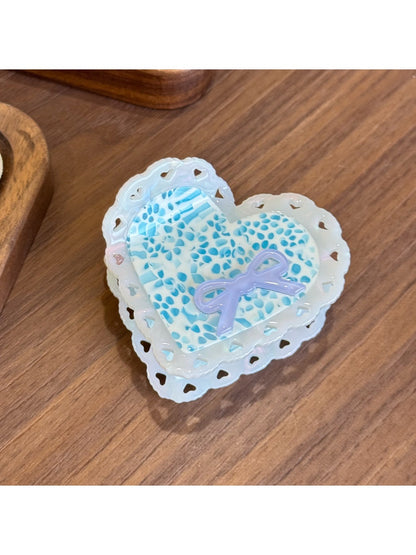 Beau - Acetic Acid Bowknot Heart-shaped Hairpin