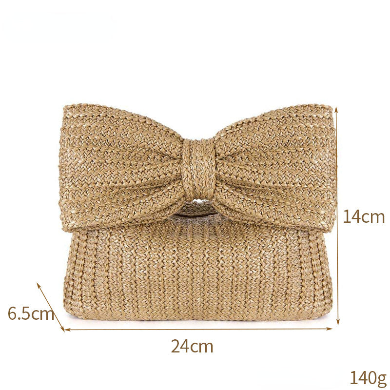 Bacio - Woven Wristlet Clutch with Bow Detail