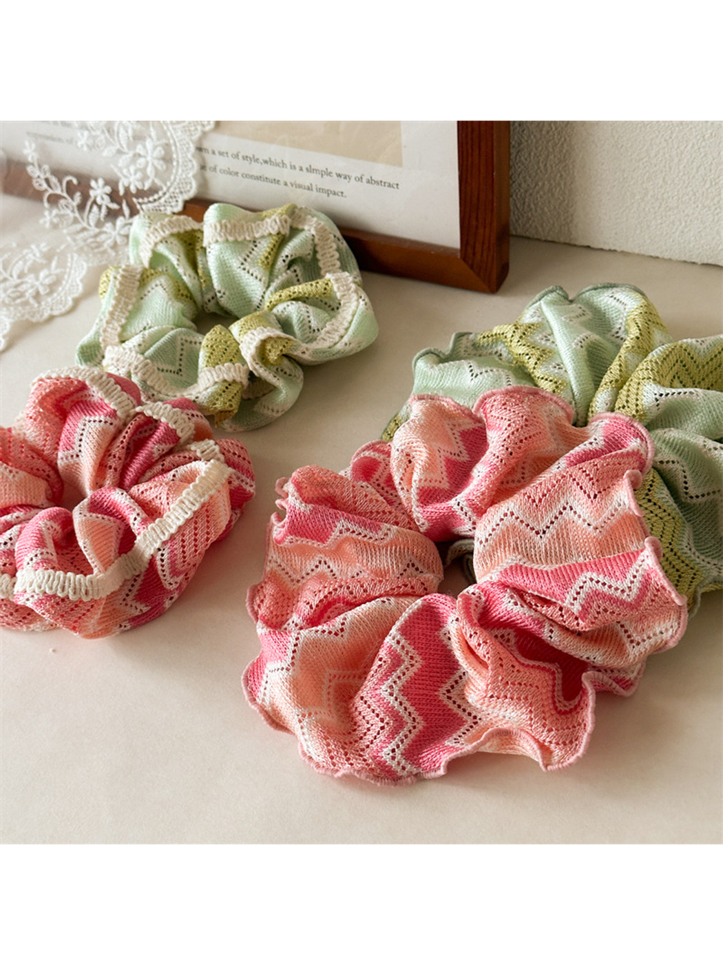 Gifty - Large Ruffled Openwork Detail Scrunchie