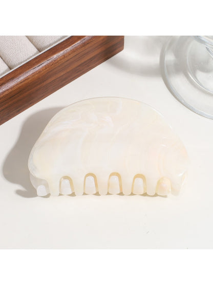 Beau - Half Round Marble Print Plastic Claw Clip