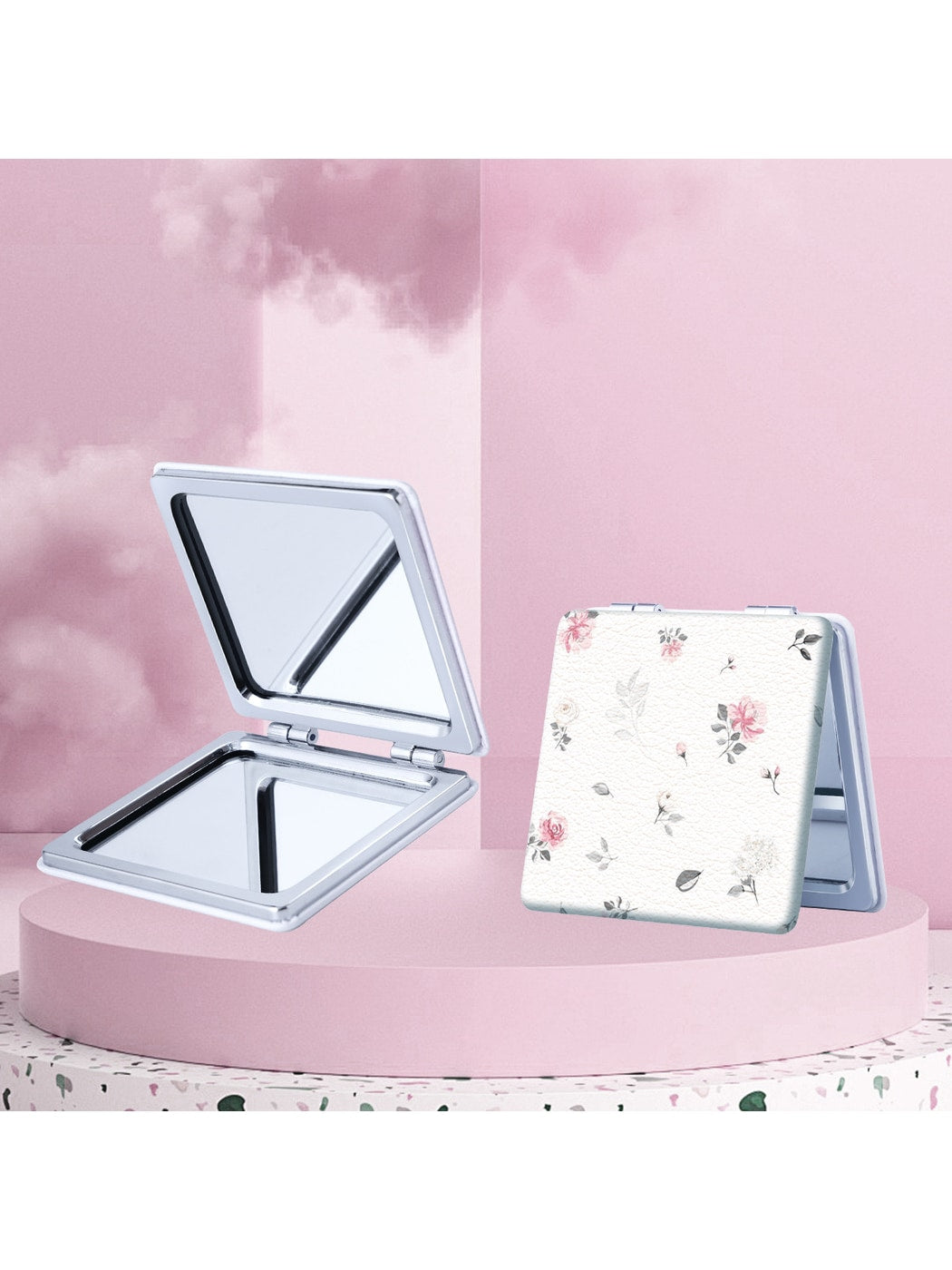 Mirroray - Bow Print Foldable Compact Makeup Mirror