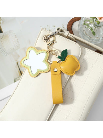 Keypus - Faux Leather Flower Mirror Keychain
