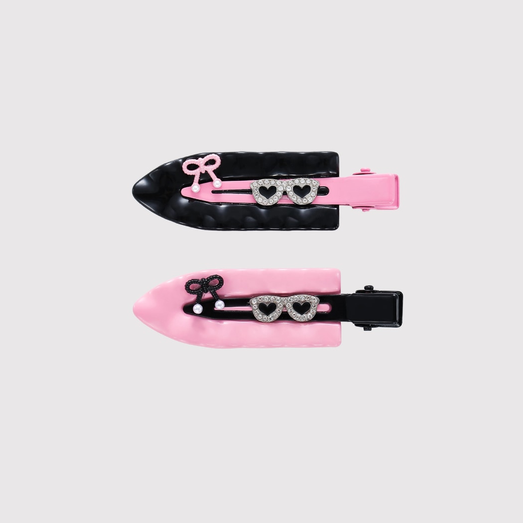 Beau - Y2K Heart and Bow Detail Side Barrette