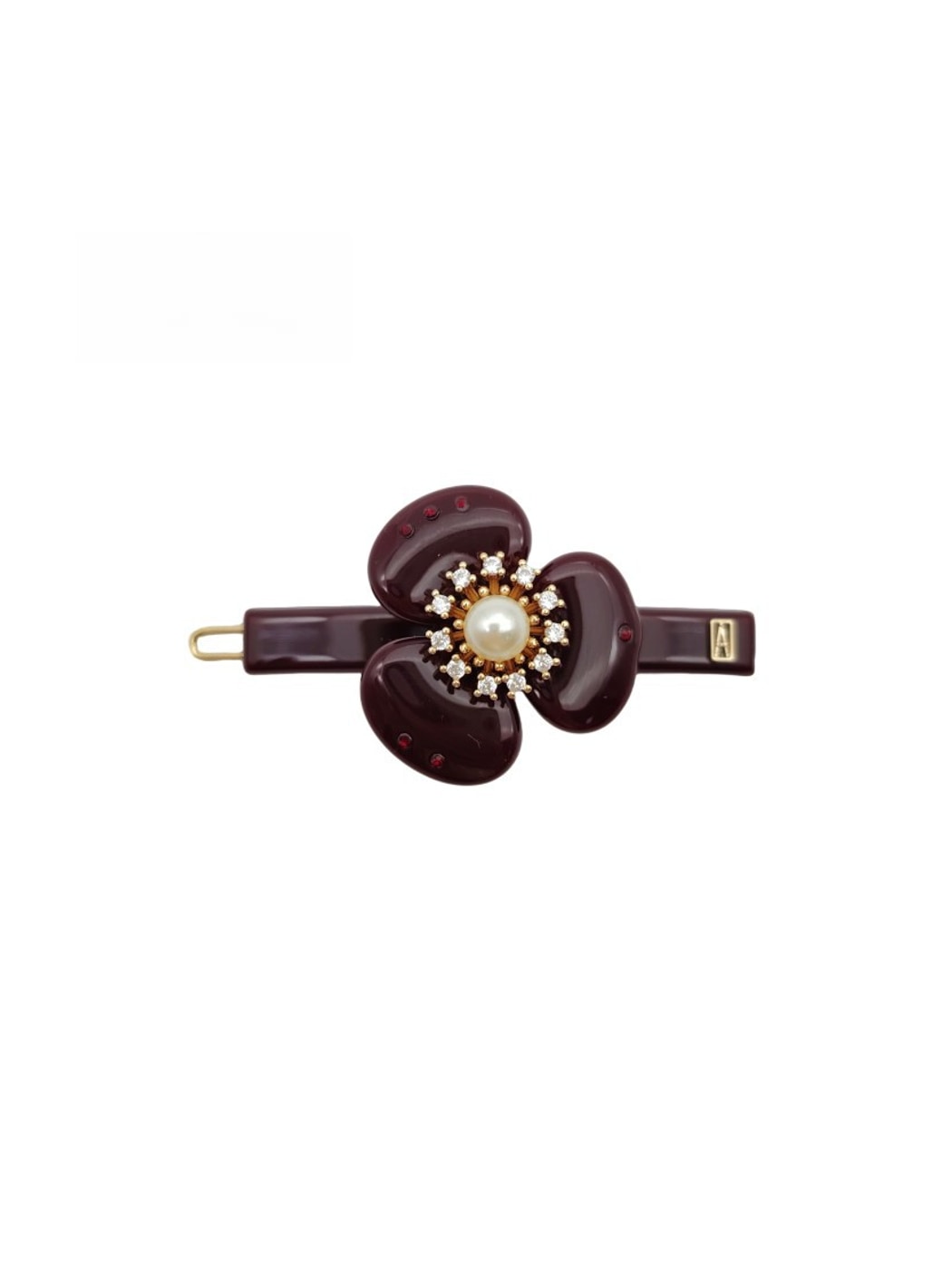 Beau - Glossy Acetate Flower Detail Alloy French Barrette