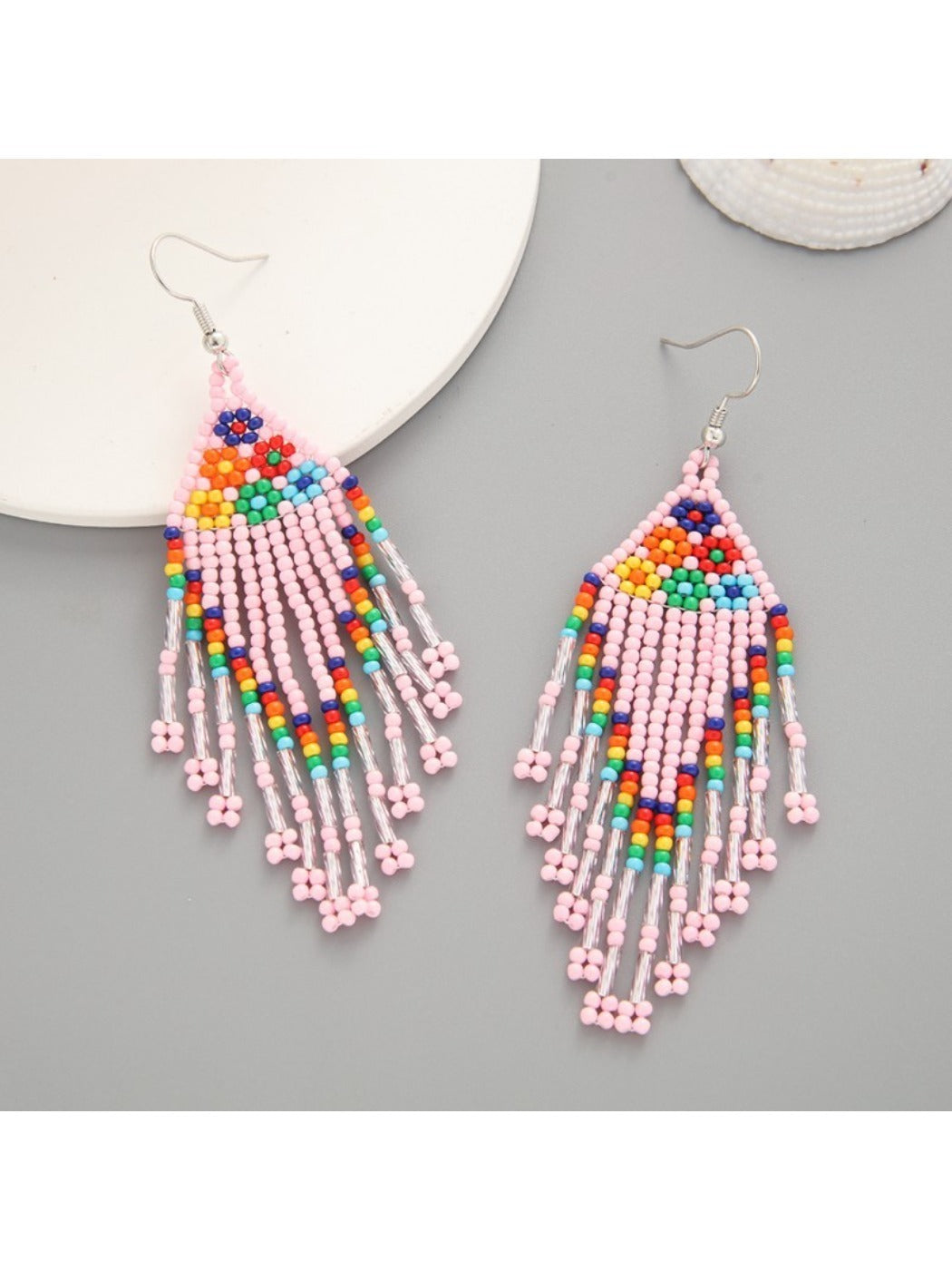 Earedge - Floral Tassel Drop Earrings