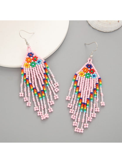 Earedge - Floral Tassel Drop Earrings