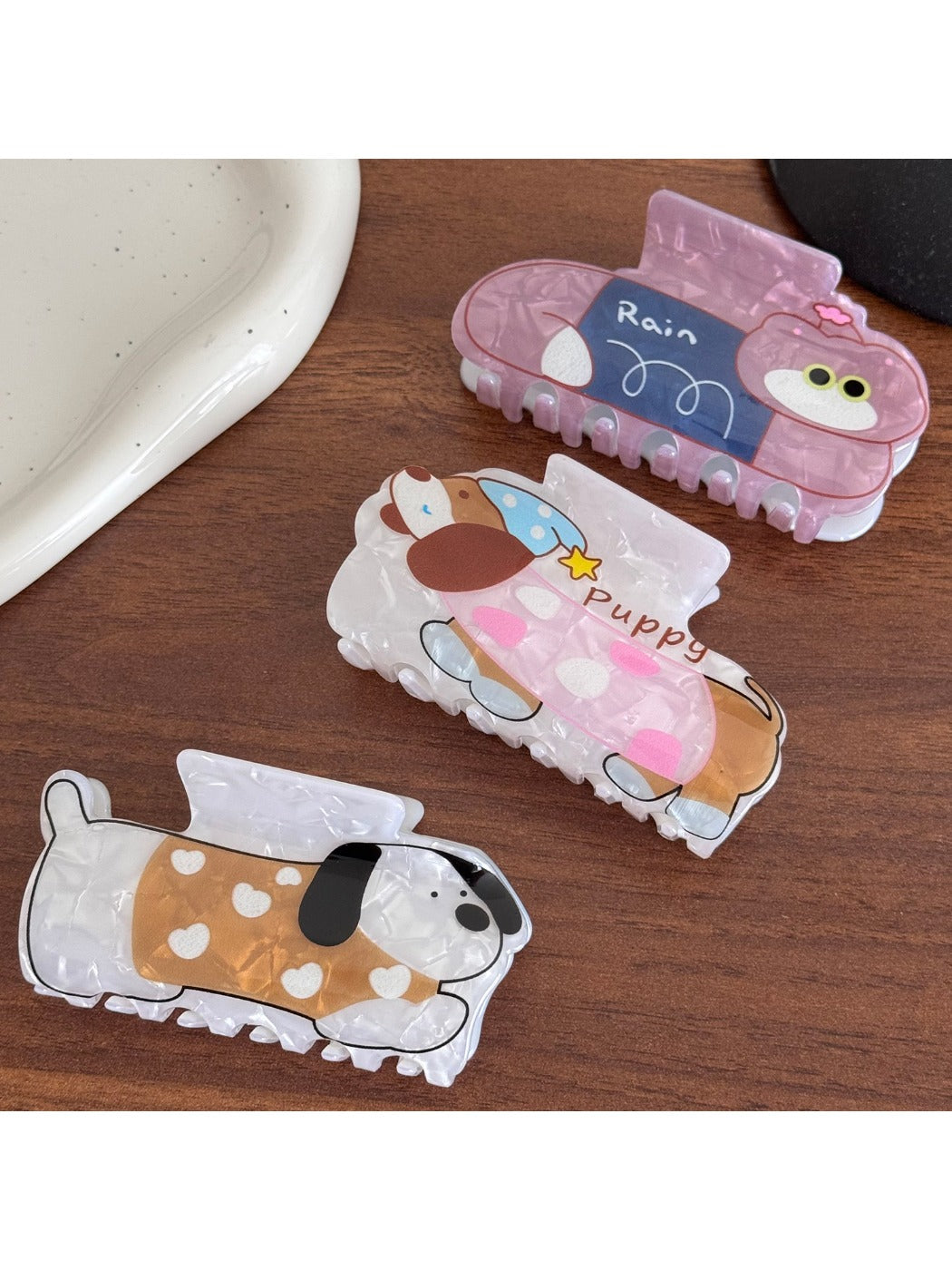 Beau - Cute Cartoon Puppy Hair Claw Large