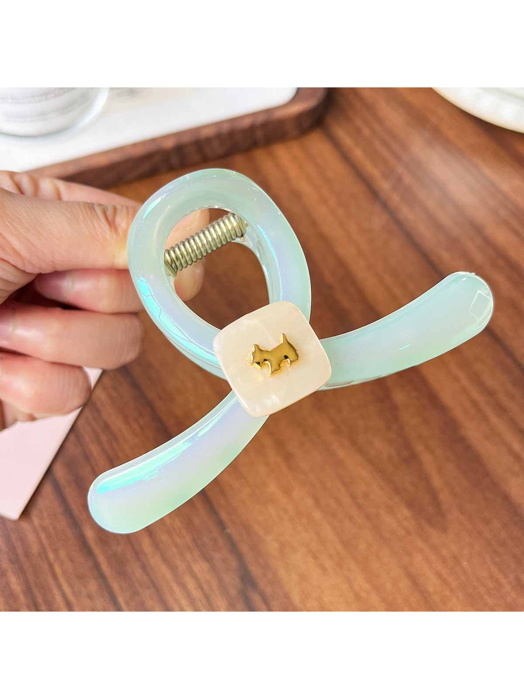 Beau - Geometric Ring Fine Glitter Gradient Claw Clip