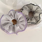 Gifty - Plaid Mesh Lace Trim Ruffled Hair Scrunchie