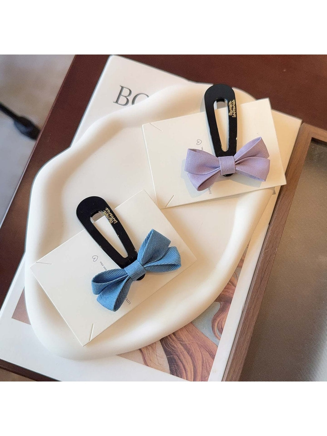 Beau - Simple Bow Side Section Snap Barrette Hair Clip