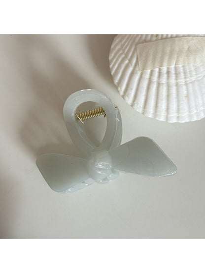 Beau - Solid Color Openwork Bow Shaped Claw Clip